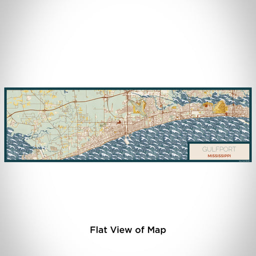 Flat View of Map Custom Gulfport Mississippi Map Enamel Mug in Woodblock