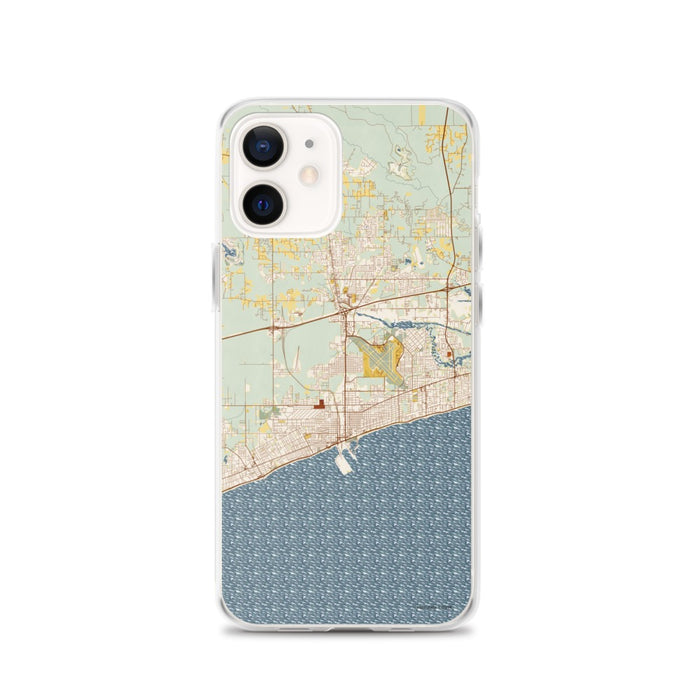 Custom Gulfport Mississippi Map iPhone 12 Phone Case in Woodblock