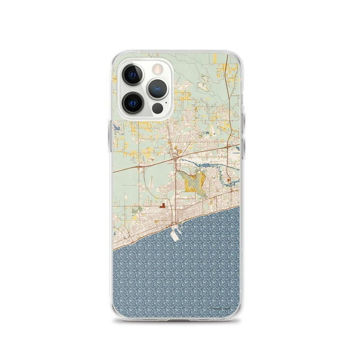 Custom Gulfport Mississippi Map iPhone 12 Pro Phone Case in Woodblock
