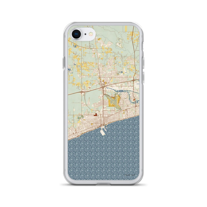 Custom Gulfport Mississippi Map iPhone SE Phone Case in Woodblock