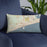 Custom Gulfport Mississippi Map Throw Pillow in Woodblock on Blue Colored Chair