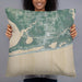 Person holding 22x22 Custom Gulf Shores Alabama Map Throw Pillow in Afternoon