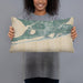 Person holding 20x12 Custom Gulf Shores Alabama Map Throw Pillow in Afternoon