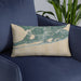 Custom Gulf Shores Alabama Map Throw Pillow in Afternoon on Blue Colored Chair