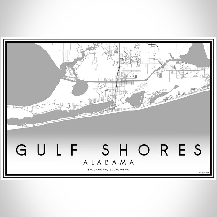 Gulf Shores Alabama Map Print Landscape Orientation in Classic Style With Shaded Background