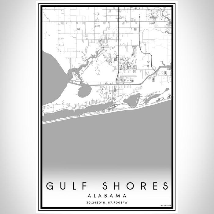 Gulf Shores Alabama Map Print Portrait Orientation in Classic Style With Shaded Background