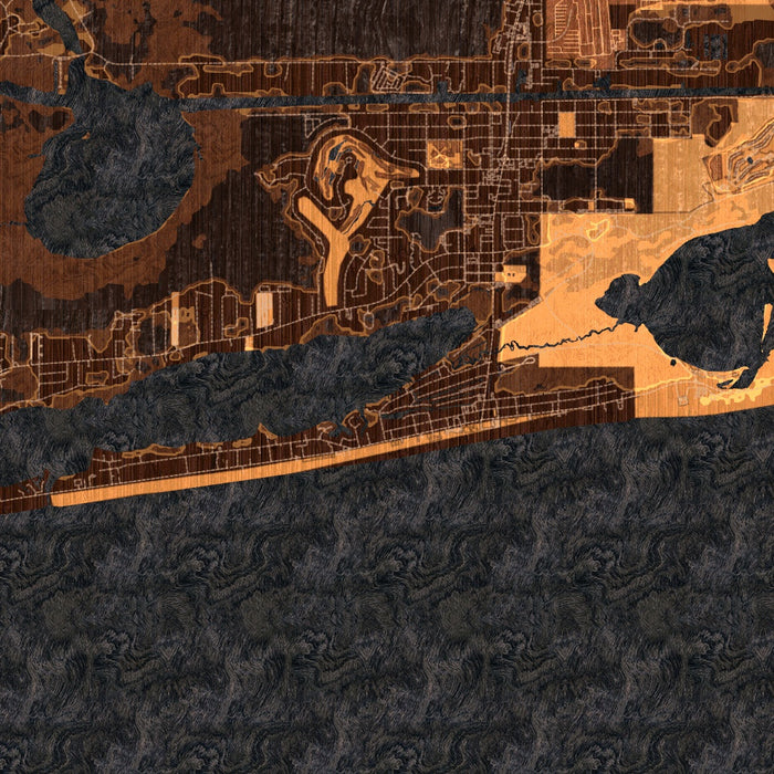 Gulf Shores Alabama Map Print in Ember Style Zoomed In Close Up Showing Details