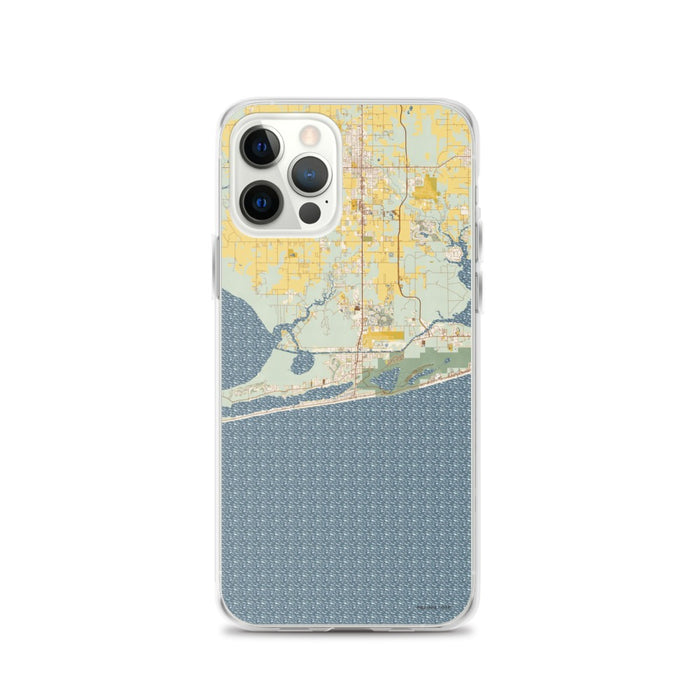 Custom iPhone 12 Pro Gulf Shores Alabama Map Phone Case in Woodblock