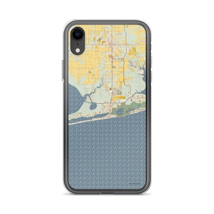 Custom iPhone XR Gulf Shores Alabama Map Phone Case in Woodblock