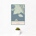 12x18 Gustavus Alaska Map Print Portrait Orientation in Woodblock Style With Small Cactus Plant in White Planter