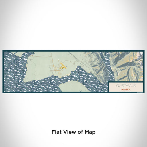 Flat View of Map Custom Gustavus Alaska Map Enamel Mug in Woodblock