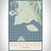 Gustavus Alaska Map Print Portrait Orientation in Woodblock Style With Shaded Background