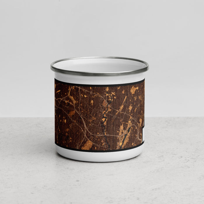 Front View Custom Hackensack New Jersey Map Enamel Mug in Ember