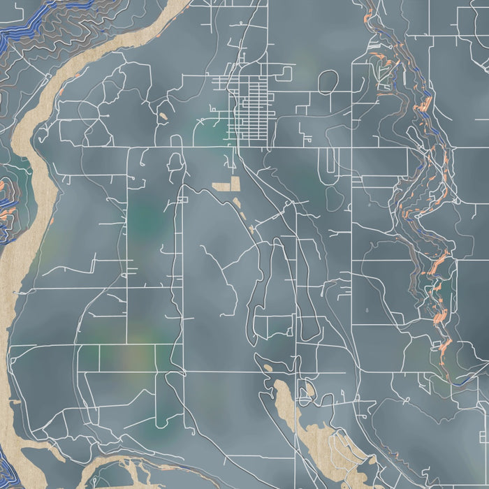 Hagerman Idaho Map Print in Afternoon Style Zoomed In Close Up Showing Details