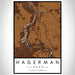 Hagerman Idaho Map Print Portrait Orientation in Ember Style With Shaded Background