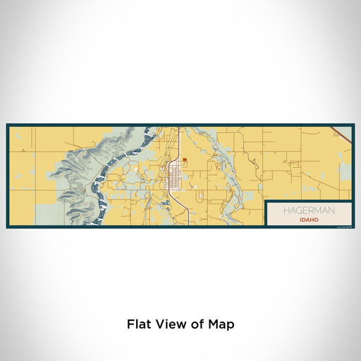 Flat View of Map Custom Hagerman Idaho Map Enamel Mug in Woodblock