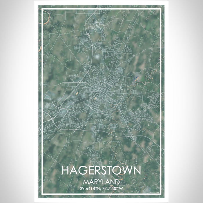 Hagerstown Maryland Map Print Portrait Orientation in Afternoon Style With Shaded Background