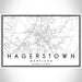 Hagerstown Maryland Map Print Landscape Orientation in Classic Style With Shaded Background