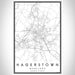 Hagerstown Maryland Map Print Portrait Orientation in Classic Style With Shaded Background