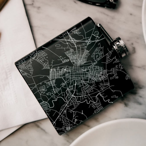 Hagerstown Maryland Custom Engraved City Map Inscription Coordinates on 6oz Stainless Steel Flask in Black