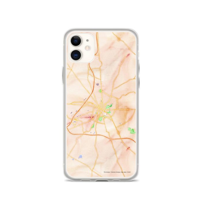 Custom iPhone 11 Hagerstown Maryland Map Phone Case in Watercolor