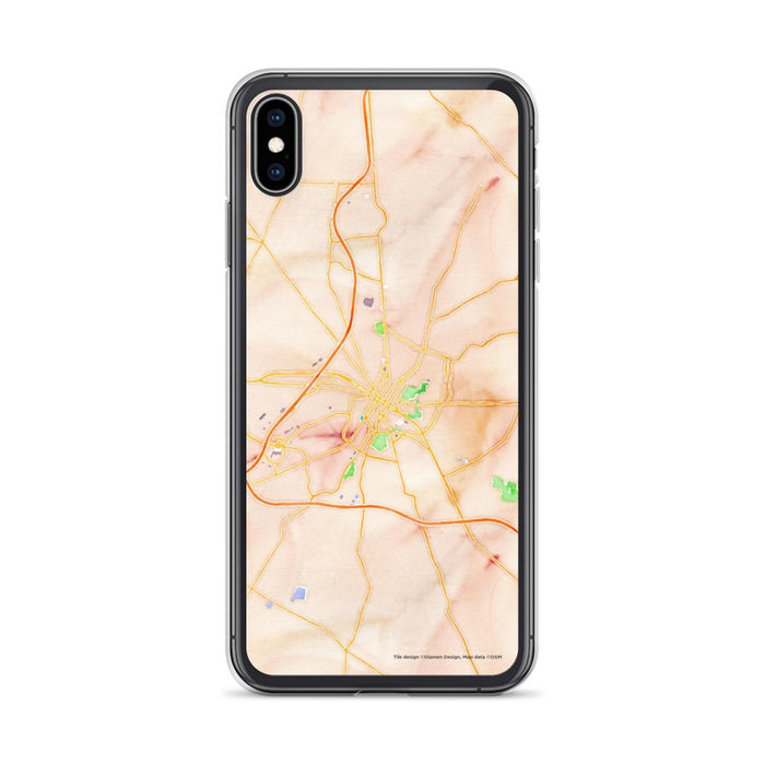 Custom iPhone XS Max Hagerstown Maryland Map Phone Case in Watercolor