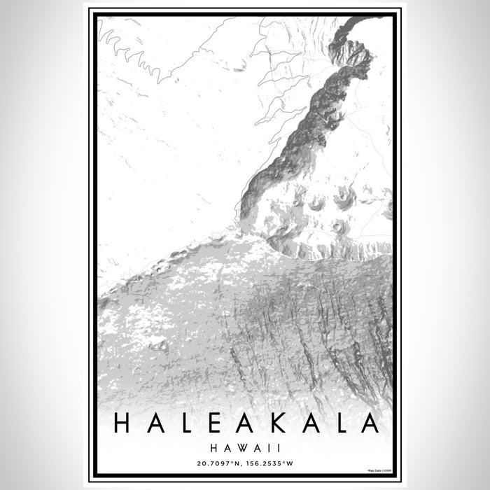 Haleakala Hawaii Map Print Portrait Orientation in Classic Style With Shaded Background