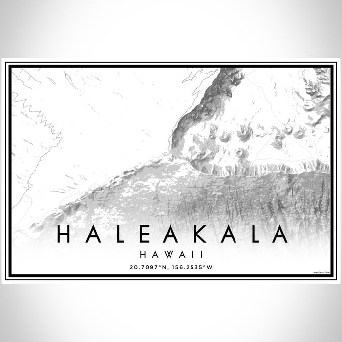 Haleakala Hawaii Map Print Landscape Orientation in Classic Style With Shaded Background