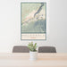 24x36 Haleakala Hawaii Map Print Portrait Orientation in Woodblock Style Behind 2 Chairs Table and Potted Plant