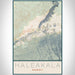 Haleakala Hawaii Map Print Portrait Orientation in Woodblock Style With Shaded Background