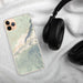 Custom Haleakala Hawaii Map Phone Case in Woodblock on Table with Black Headphones