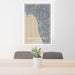 24x36 Half Moon Bay California Map Print Portrait Orientation in Afternoon Style Behind 2 Chairs Table and Potted Plant