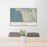24x36 Half Moon Bay California Map Print Lanscape Orientation in Woodblock Style Behind 2 Chairs Table and Potted Plant