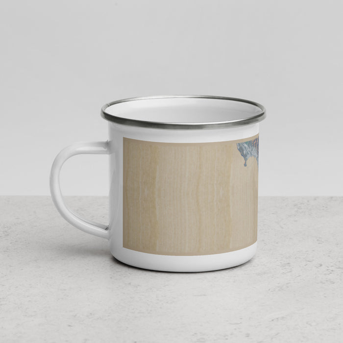 Left View Custom Half Moon Bay California Map Enamel Mug in Afternoon