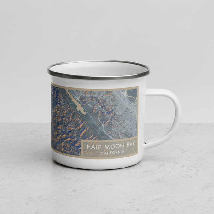 Right View Custom Half Moon Bay California Map Enamel Mug in Afternoon