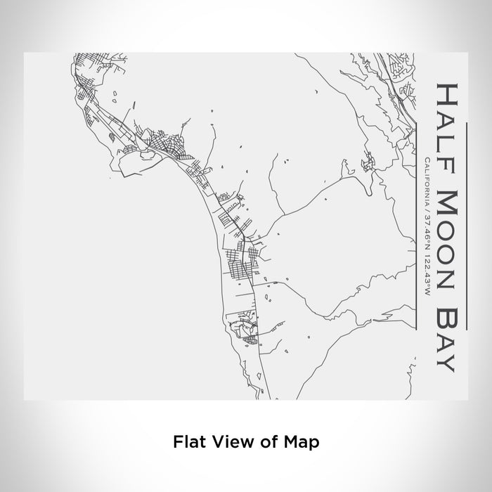 Rendered View of Half Moon Bay California Map Engraving on 20oz Stainless Steel Insulated Bottle with Bamboo Top in White