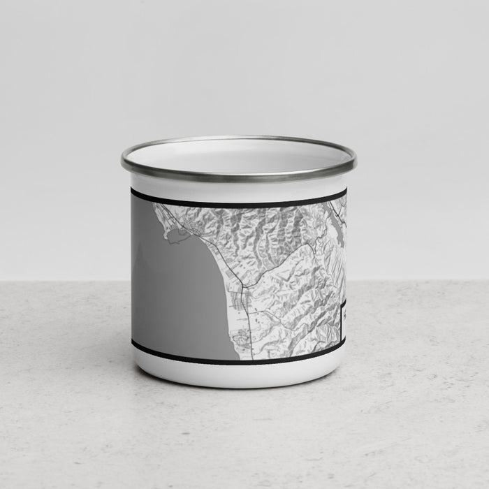 Front View Custom Half Moon Bay California Map Enamel Mug in Classic