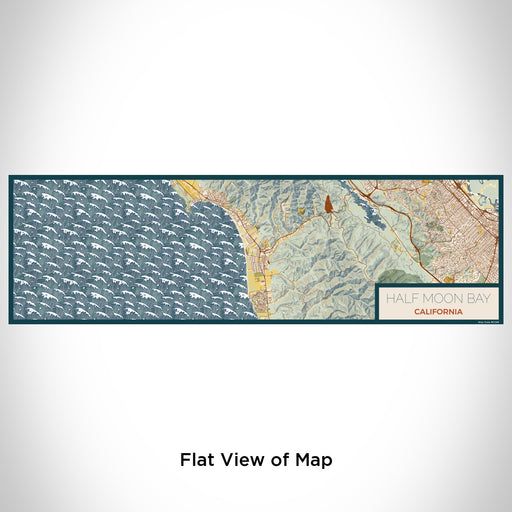 Flat View of Map Custom Half Moon Bay California Map Enamel Mug in Woodblock