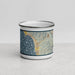 Front View Custom Half Moon Bay California Map Enamel Mug in Woodblock