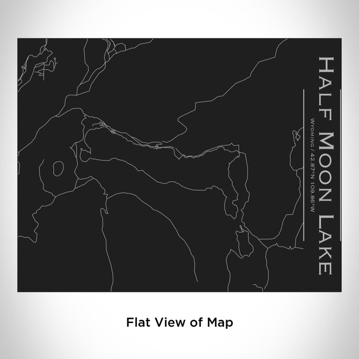 Rendered View of Half Moon Lake Wyoming Map Engraving on 20oz Stainless Steel Insulated Bottle with Bamboo Top in Black