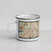 Left View Custom Haltom City Texas Map Enamel Mug in Woodblock