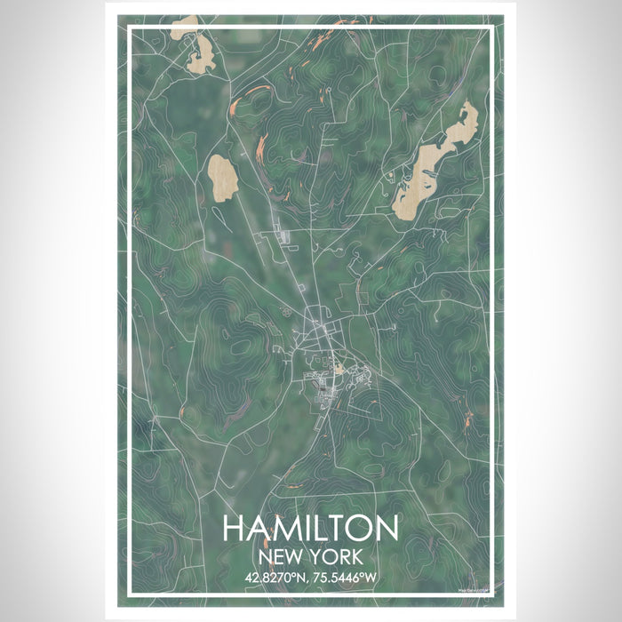 Hamilton New York Map Print Portrait Orientation in Afternoon Style With Shaded Background