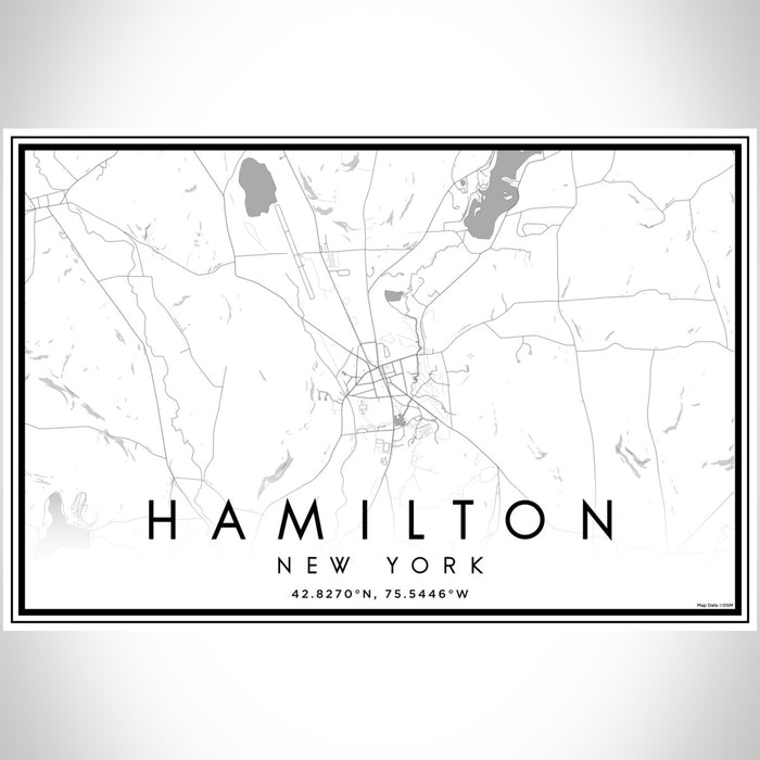 Hamilton New York Map Print Landscape Orientation in Classic Style With Shaded Background