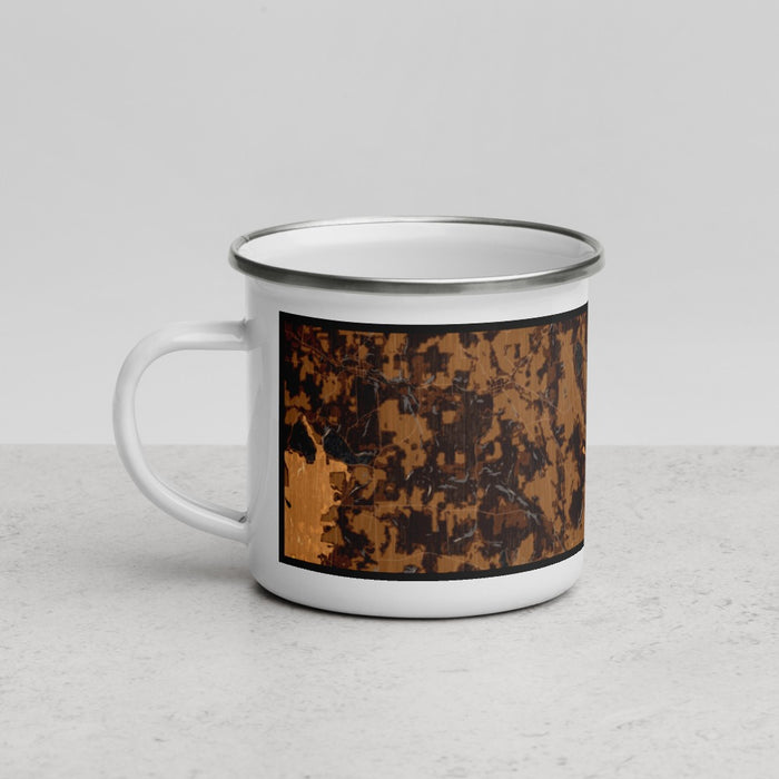 Left View Custom Hamilton New York Map Enamel Mug in Ember