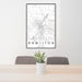 24x36 Hamilton Ohio Map Print Portrait Orientation in Classic Style Behind 2 Chairs Table and Potted Plant