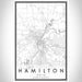 Hamilton Ohio Map Print Portrait Orientation in Classic Style With Shaded Background