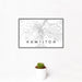 12x18 Hamilton Ohio Map Print Landscape Orientation in Classic Style With Small Cactus Plant in White Planter