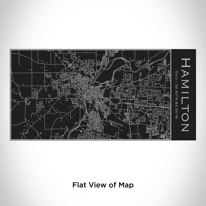 Rendered View of Hamilton Ohio Map Engraving on 17oz Stainless Steel Insulated Cola Bottle in Black