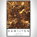 Hamilton Ohio Map Print Portrait Orientation in Ember Style With Shaded Background