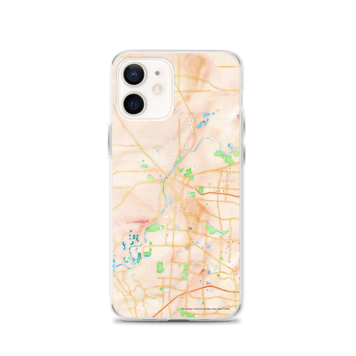 Custom Hamilton Ohio Map iPhone 12 Phone Case in Watercolor